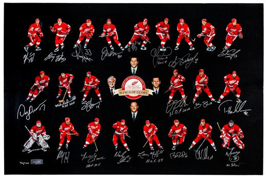"Wings of Glory" Multi-Signed Limited-Edition Print #76/100 Signed by 22 Including Yzerman, Fedorov, Chelios, Coffey, Ciccarelli & Others from Dino Ciccarellis Personal Collection with His Signed LOA