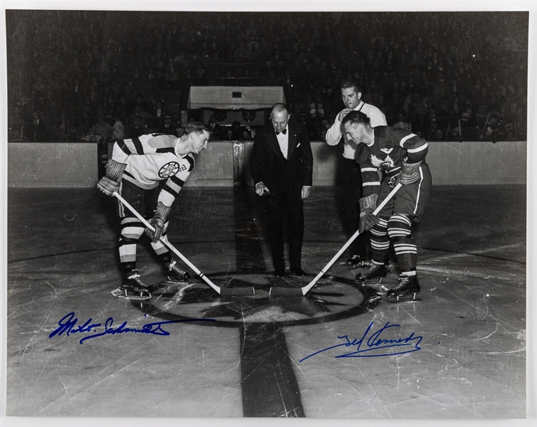 Deceased HOFers Ted Kennedy and Milt Schmidt Dual-Signed Photo (11" x 14") with LOA 