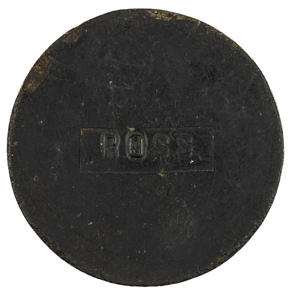 Circa 1910s Art Ross Puck Stamped "ROSS" - Earliest Known Art Ross Puck! - The Brent Sobie Antique Hockey and Baseball Collection