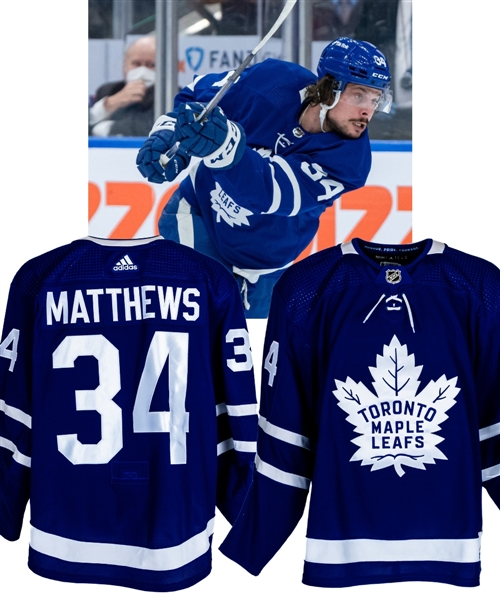 Auston Matthews 2021-22 Toronto Maple Leafs Game-Worn Playoffs Jersey with Team LOA - Photo-Matched!