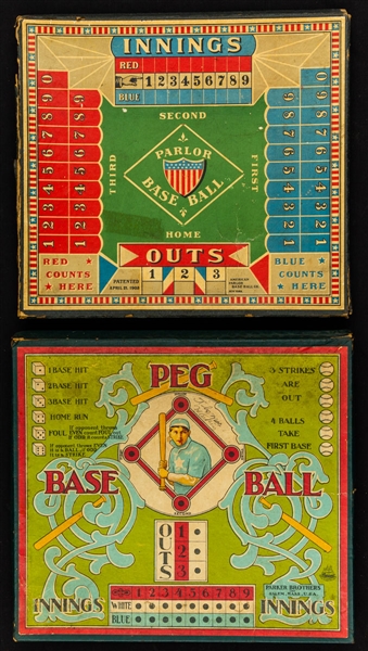 Early 1900s Parlor Baseball Board Game and Circa 1910 Peg Baseball Board Game - The Brent Sobie Antique Hockey and Baseball Collection