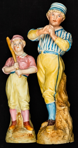 Two 1880s/90s Heubach Baseball Statues - The Brent Sobie Antique Hockey and Baseball Collection