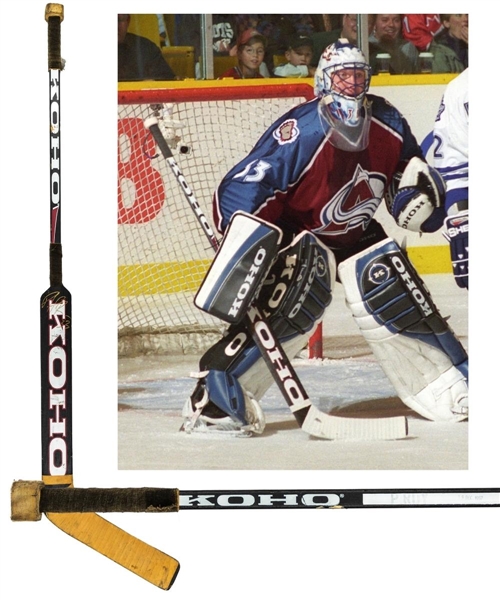 Patrick Roys 1997-98 Colorado Avalanche Signed Koho Revolution Game-Used Stick from Ray Bourques Personal Collection with His Signed LOA