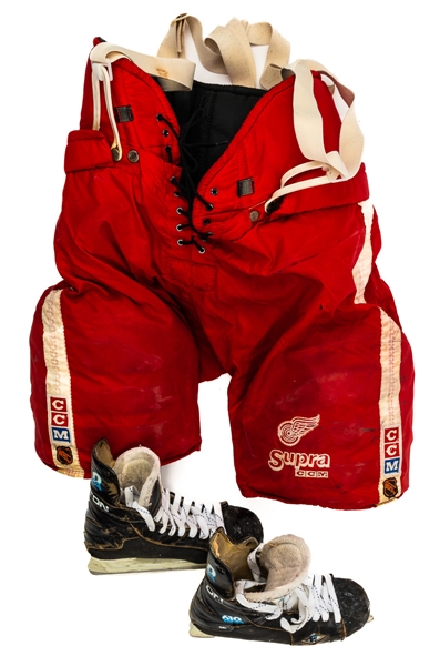 Mark Howes 1994-95 Detroit Red Wings 1995 Stanley Cup Finals Game-Worn Photo-Matched Pants and 1994-95 Easton 610 Game-Used Skates with His Signed LOAs