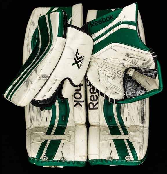 Tim Thomas 2013-14 Dallas Stars Photo-Matched Reebok Game-Worn Playoffs Pads and Game-Used Reebok Glove and Blocker with His Signed LOA