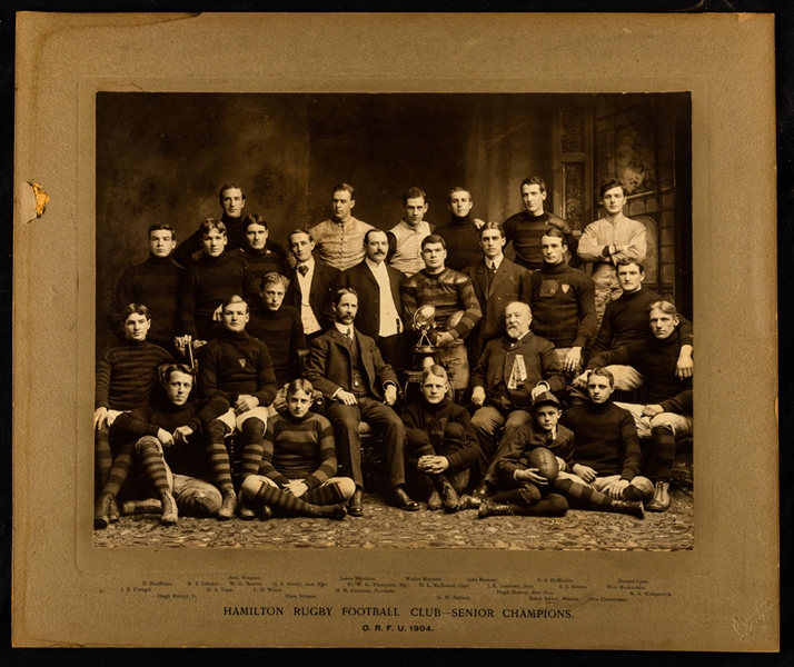 Hamilton Tigers Rugby Football Club 1904 Ontario Rugby Football Union Champions Team Cabinet Photo (14 1/2" x 17 1/2")