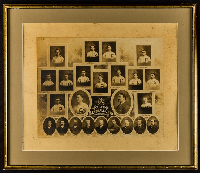 Pastime Baseball Club of Ottawa 1914 & 1915 Ottawa City League Champions Framed Cabinet Photo (21" x 25")