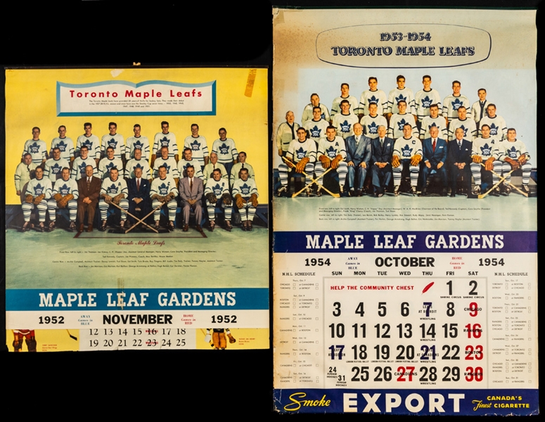 Toronto Maple Leafs 1952-53 to 1974-75 Maple Leaf Gardens Calendar Collection of 20