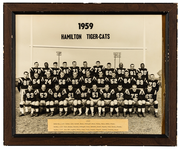 Hamilton Tiger-Cats 1959, 1961, 1962 and 1964 Framed Team Photos (4)