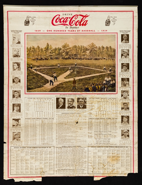 1939 Baseball Centennial Coca-Cola Advertising Poster (21" x 27")