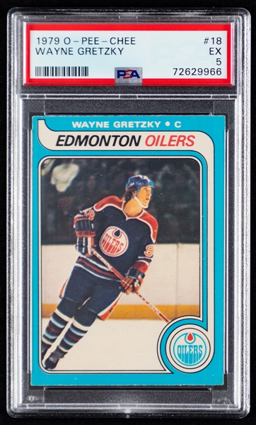 1979-80 O-Pee-Chee Hockey Card #18 HOFer Wayne Gretzky Rookie - Graded PSA 5