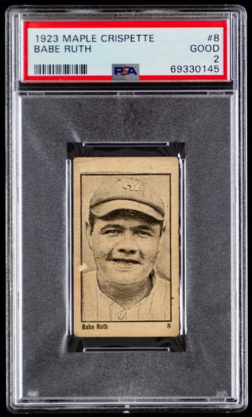 1923 Maple Crispette V117 Baseball Card #8 HOFer Babe Ruth - Graded PSA 2