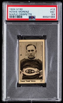 1924-25 Maple Crispette V130 Hockey Card #12 HOFer Howie Morenz - Graded PSA 3.5