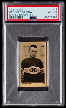 1924-25 Maple Crispette V130 Hockey Card #13 HOFer Georges Vezina - Graded PSA 4