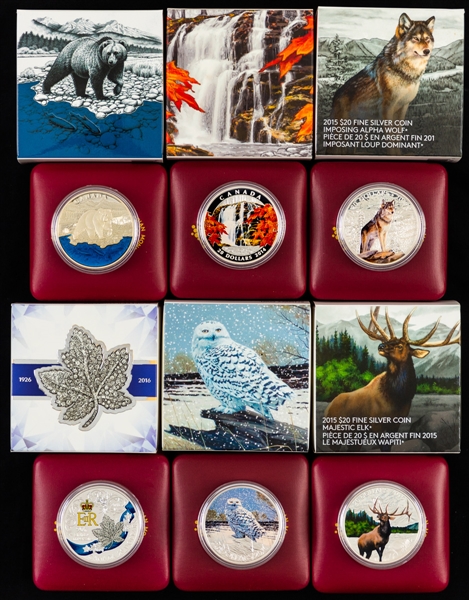 Royal Canadian Mint Limited-Edition Silver Coin Collection of 25 w/Boxes and COAs - All $20 Face Values!