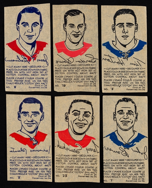 1962-63 York Peanut Butter Hockey Iron-On Transfers Starter Set (22/36) and Extras (7)