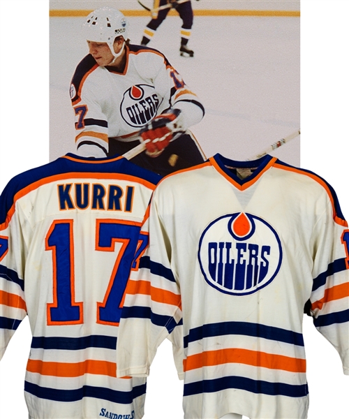Jari Kurris 1980-81 Edmonton Oilers Game-Worn Rookie Season Jersey with LOAs - Alberta 75th Patch! - Team Repairs! - Photo-Matched!