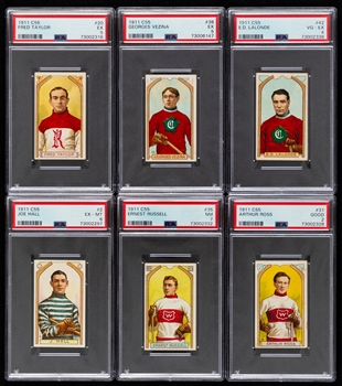 1911-12 Imperial Tobacco Hockey C55 PSA-Graded Complete 46-Card Set Featuring #38 HOFer Georges Vezina Rookie (EX 5) - 30 Cards are Graded EX 5 or Better Inc. HOFers Taylor, Hall, Russell & Johnson
