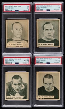 1937-38 World Wide Gum V356 Hockey Complete 135-Card Set with PSA-Graded Cards (16) Inc. HOFers #5 Shore (EX 5), #18 Morenz (VG 3), #29 Clancy (VG-EX 4) and #65 Joliat (VG-EX 4)