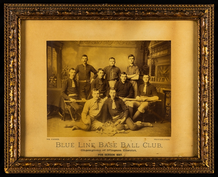 Blue Line Baseball Club 1887 Champions of Niagara District Framed Cabinet Photo (13" x 16")