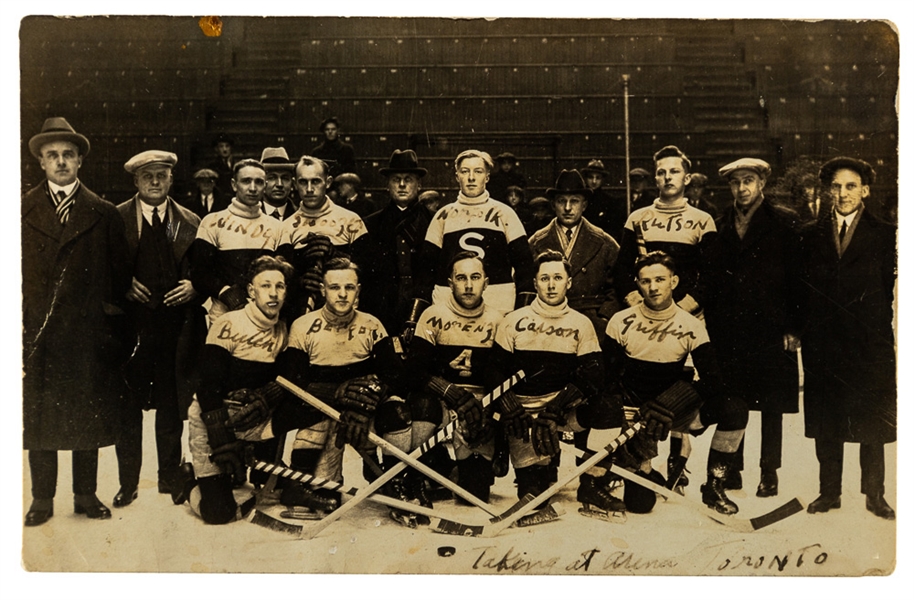 1922-23 Stratford Indians OHA Real Photo Postcard with HOFer Howie Morenz