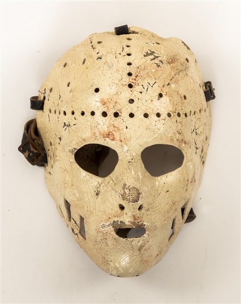 Vintage 1970s Fiberglass Goalie Mask Attributed to Tom Peart NCAA II St Cloud State Huskies 