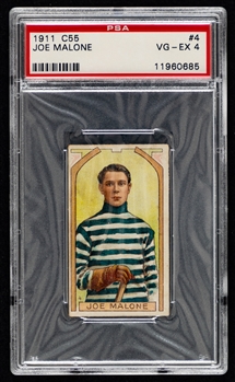 1911-12 Imperial Tobacco C55 Hockey Card #4 HOFer Joe Malone Rookie - Graded PSA 4