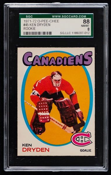 1971-72 O-Pee-Chee Hockey Card #45 HOFer Ken Dryden Rookie - Graded SGC 8