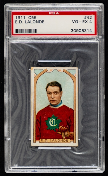 1911-12 Imperial Tobacco C55 Hockey Card #42 HOFer Edouard "Newsy" Lalonde - Graded PSA 4