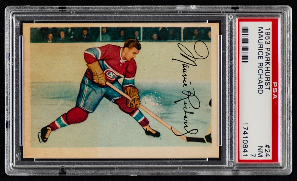 1953-54 Parkhurst Hockey Card #24 HOFer Maurice Richard - Graded PSA 7