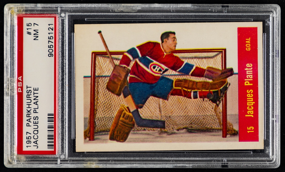 1957-58 Parkhurst Hockey Card #15 HOFer Jacques Plante - Graded PSA 7