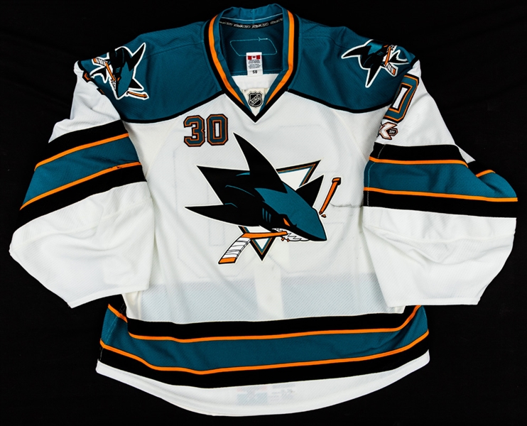 Antero Niittymakis 2010-11 San Jose Sharks Game-Worn Playoffs Jersey - 20th Anniversary Patch! - Photo-Matched! 