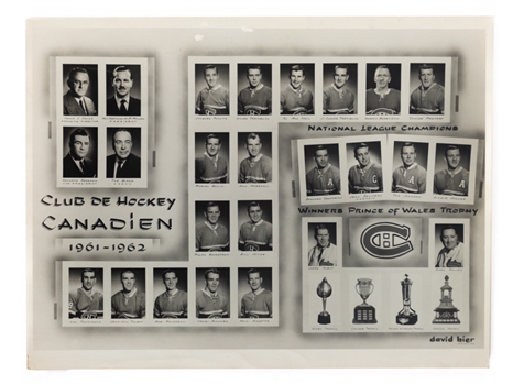 Tom Johnsons 1961-62 Montreal Canadiens Team Photo by David Bier from His Personal Collection with LOA (10 1/2" x 14")