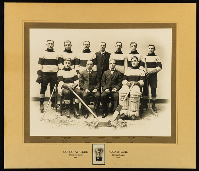 Congo Athletic Hockey Club 1921-22 Champions Western Manitoba League Cabinet Photo with Lorne Chabot (16" x 18")