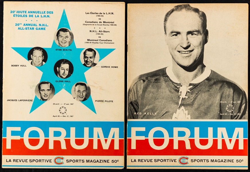 April 22nd 1967 Stanley Cup Finals Game #2 Montreal Forum Program and 1967 NHL All-Star Game Program 