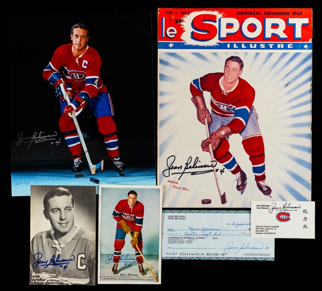 Deceased HOFer Jean Beliveau Montreal Canadiens Autograph Collection of 39 with LOA