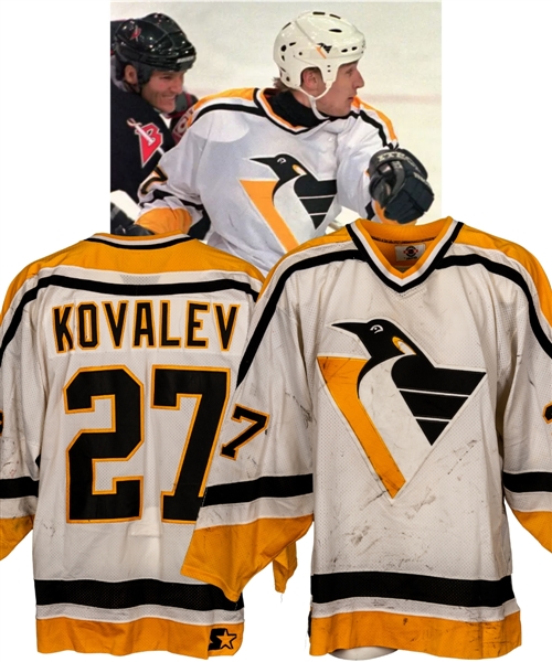 Alexei Kovalevs 1998-99 Pittsburgh Penguins Game-Worn Jersey with LOAs - Nice Game Wear! - Photo-Matched!