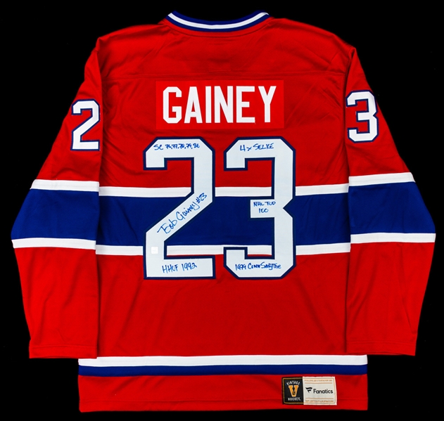 Bob Gainey Signed Montreal Canadiens Fanatics Vintage Jersey with Career Stats including "1979 Conn Smythe" - COA