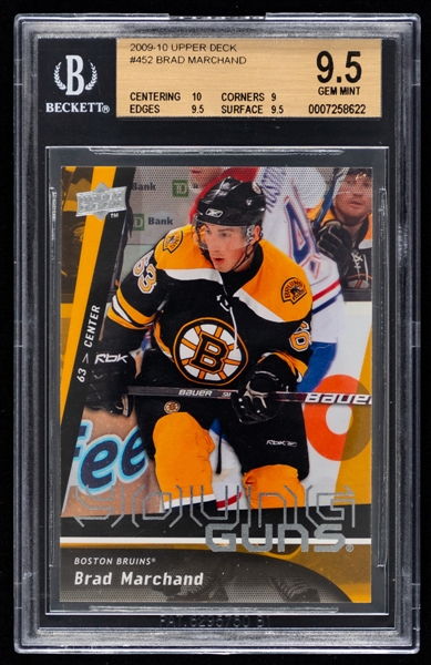 2009-10 Upper Deck Young Guns Hockey Card #452 Brad Marchand Rookie - Graded Beckett GEM MT 9.5