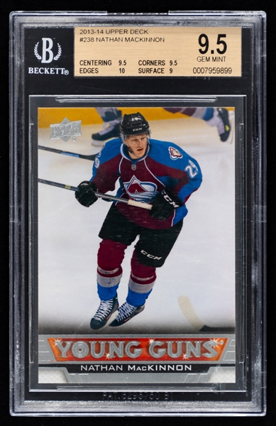 2013-14 Upper Deck Young Guns Hockey Card #238 Nathan MacKinnon Rookie - Graded Beckett GEM MINT 9.5