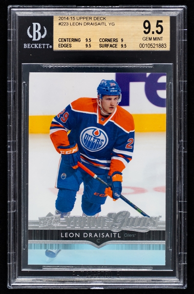 2014-15 Upper Deck Young Guns Hockey Card #223 Leon Draisaitl Rookie - Graded Beckett GEM MT 9.5