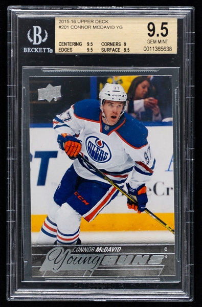 2015-16 Upper Deck Young Guns Hockey Card #201 Connor McDavid Rookie - Graded Beckett GEM MT 9.5