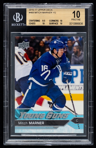 2016-17 Upper Deck Young Guns Hockey Card #468 Mitch Marner Rookie – Graded Beckett Pristine 10