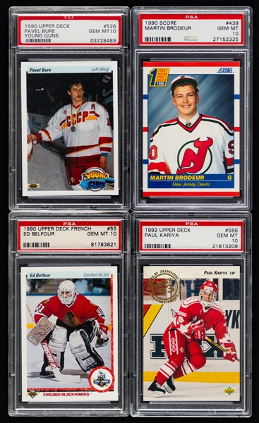 1990-91 to 1992-93 Upper Deck and Score Rookie Hockey Cards (11) Including #526 Pavel Bure (PSA 10) and #439 Martin Brodeur (PSA 10) - All Cards are Beckett/PSA Graded 9.5 or 10
