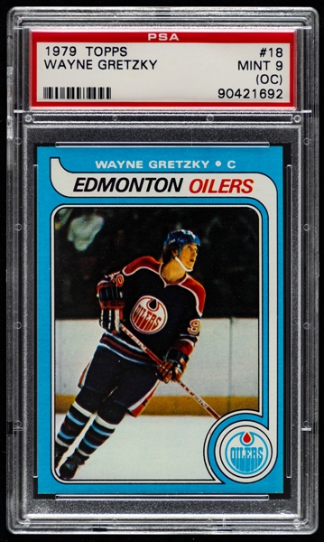 1979-80 Topps Hockey Card #18 HOFer Wayne Gretzky Rookie - Graded PSA 9 (OC)
