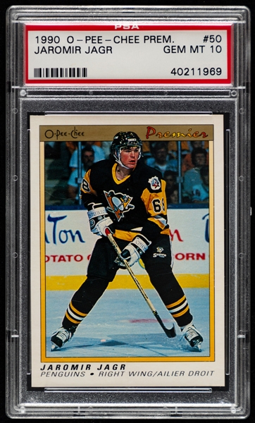 1990-91 O-Pee-Chee Premier Hockey Card #50 Jaromir Jagr Rookie - Graded PSA GEM MT 10