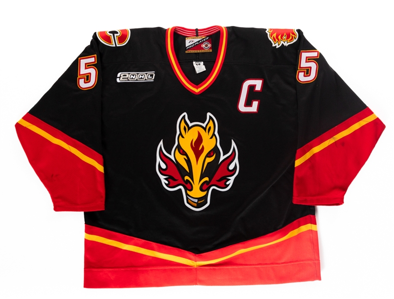 Steve Smiths 1999-2000 Calgary Flames Game-Worn Captains Third Jersey with Team LOA - 2000 Patch! - Photo-Matched!
