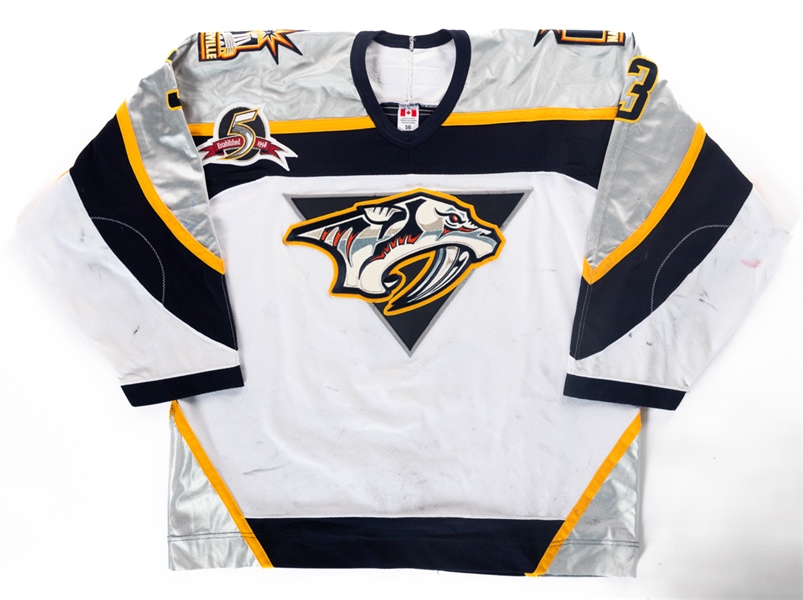 Karlis Skrastins 2002-03 Nashville Predators Game-Worn Jersey with LOA - 5th Year Patch!