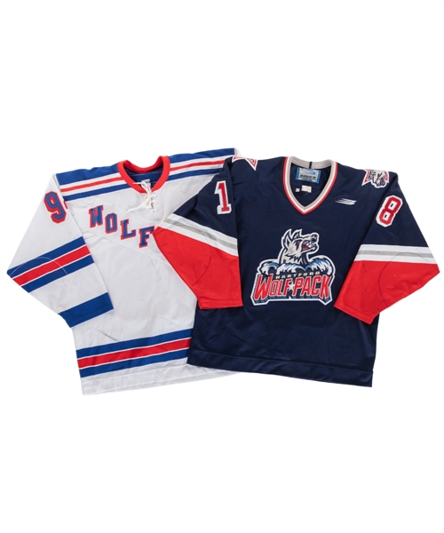 Mike Sylvias 1998-99 (Blue Set 1) and Kevin Coopers 2004 (Training Camp/Pre-Season) AHL Hartford Wolf Pack Game-Worn Jerseys with LOAs