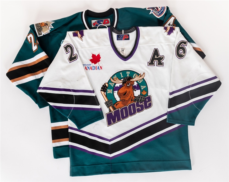Sean OConnors 2005-06 Preseason (LOA) and Pat Kavanaghs 2001-02 Alternate Captains Manitoba Moose Game-Worn Jerseys 